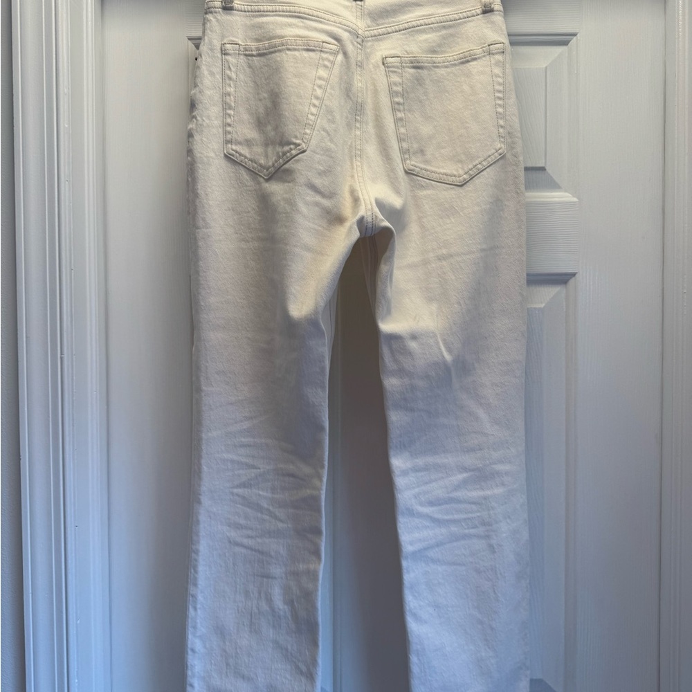 Abercrombie and Fitch Ankle Straight Ultra High Rise Cream Denim Jeans, size 27r